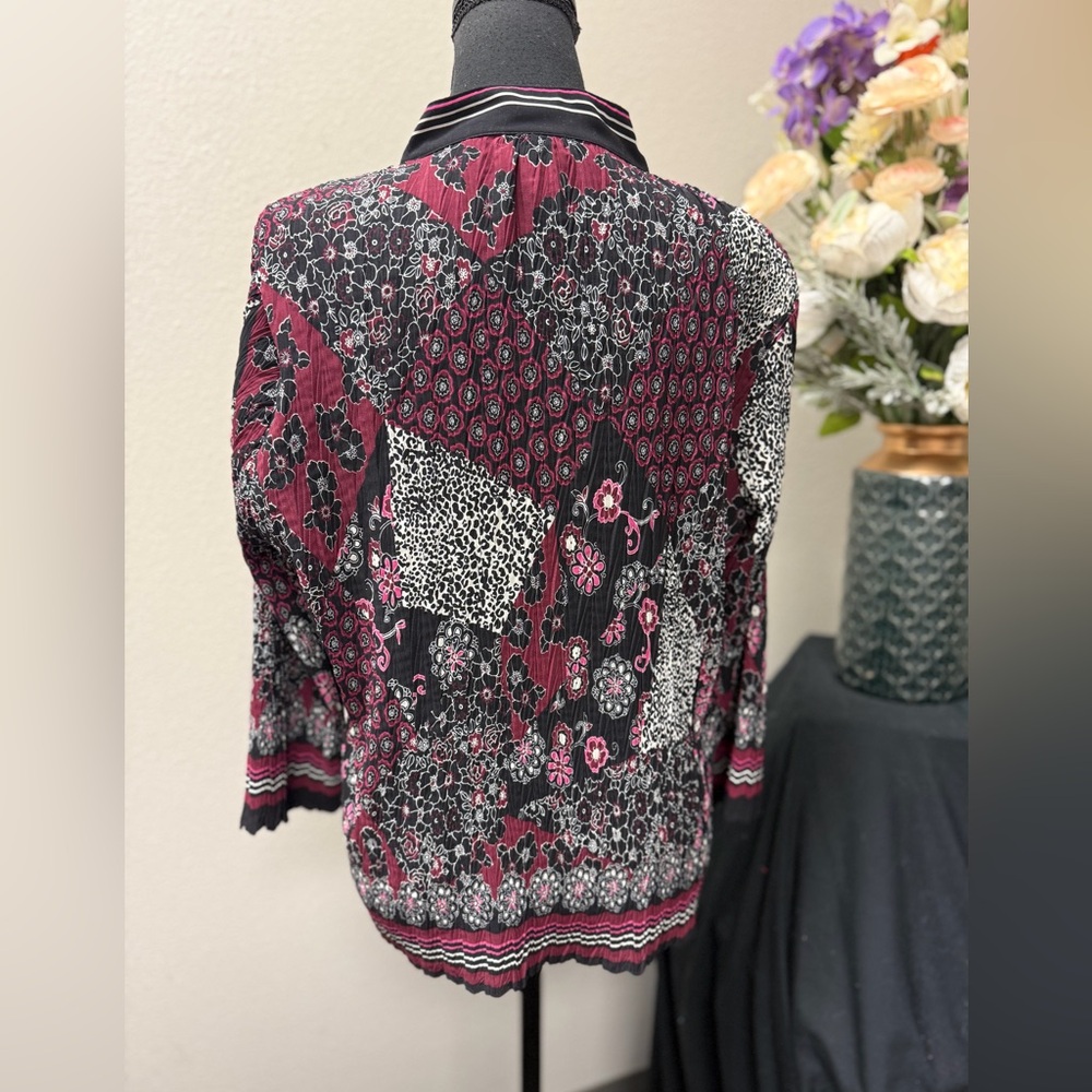 NICOLA Multicolor Patchwork Boho Chic Burgundy Bu… - image 5